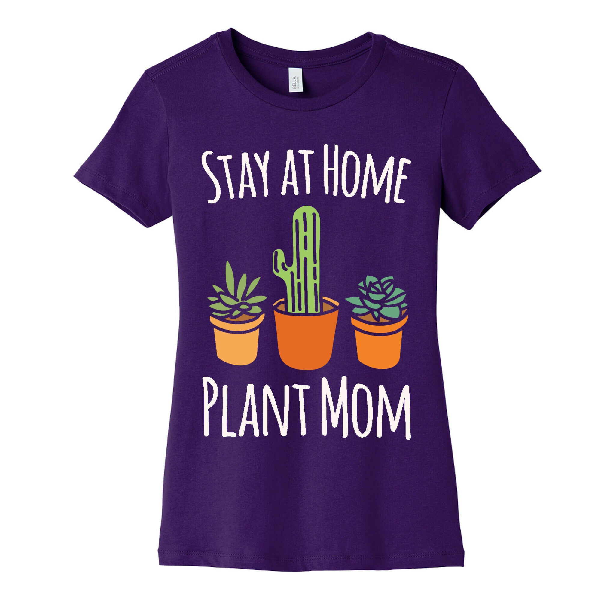 Stay At Home Plant Mom White Print Women's Cotton Tee